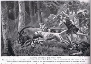 Romeinen jagen op wilde zwijnen